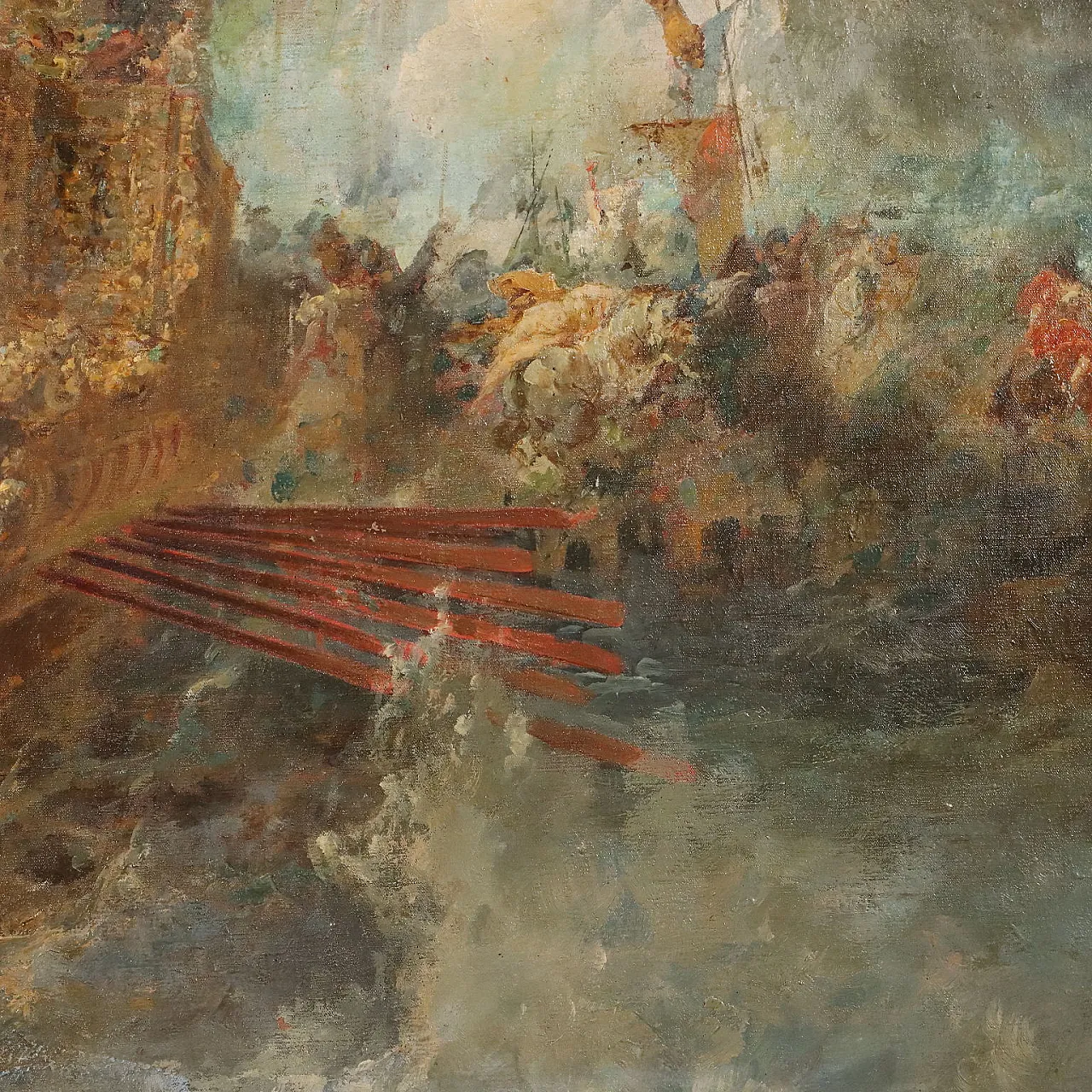 Painting of a naval battle with an allegorical figure, 19th century 7
