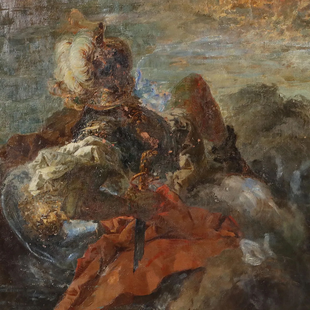 Painting of a naval battle with an allegorical figure, 19th century 8