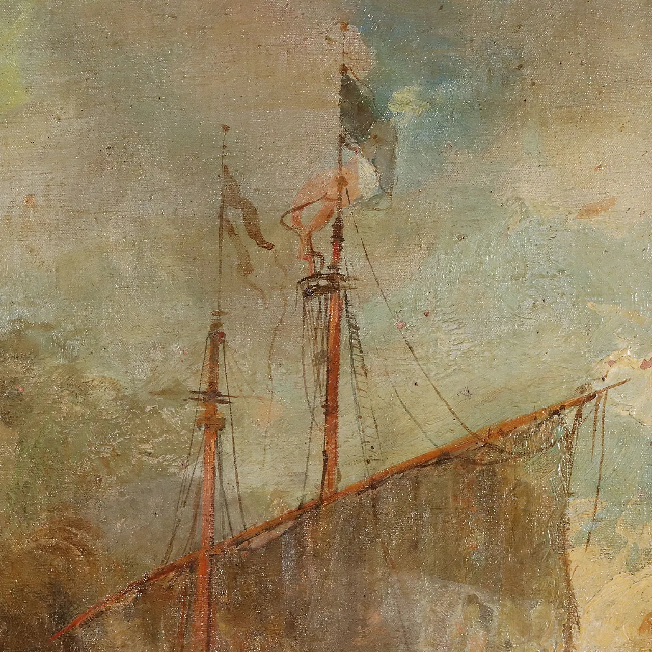 Painting of a naval battle with an allegorical figure, 19th century 10