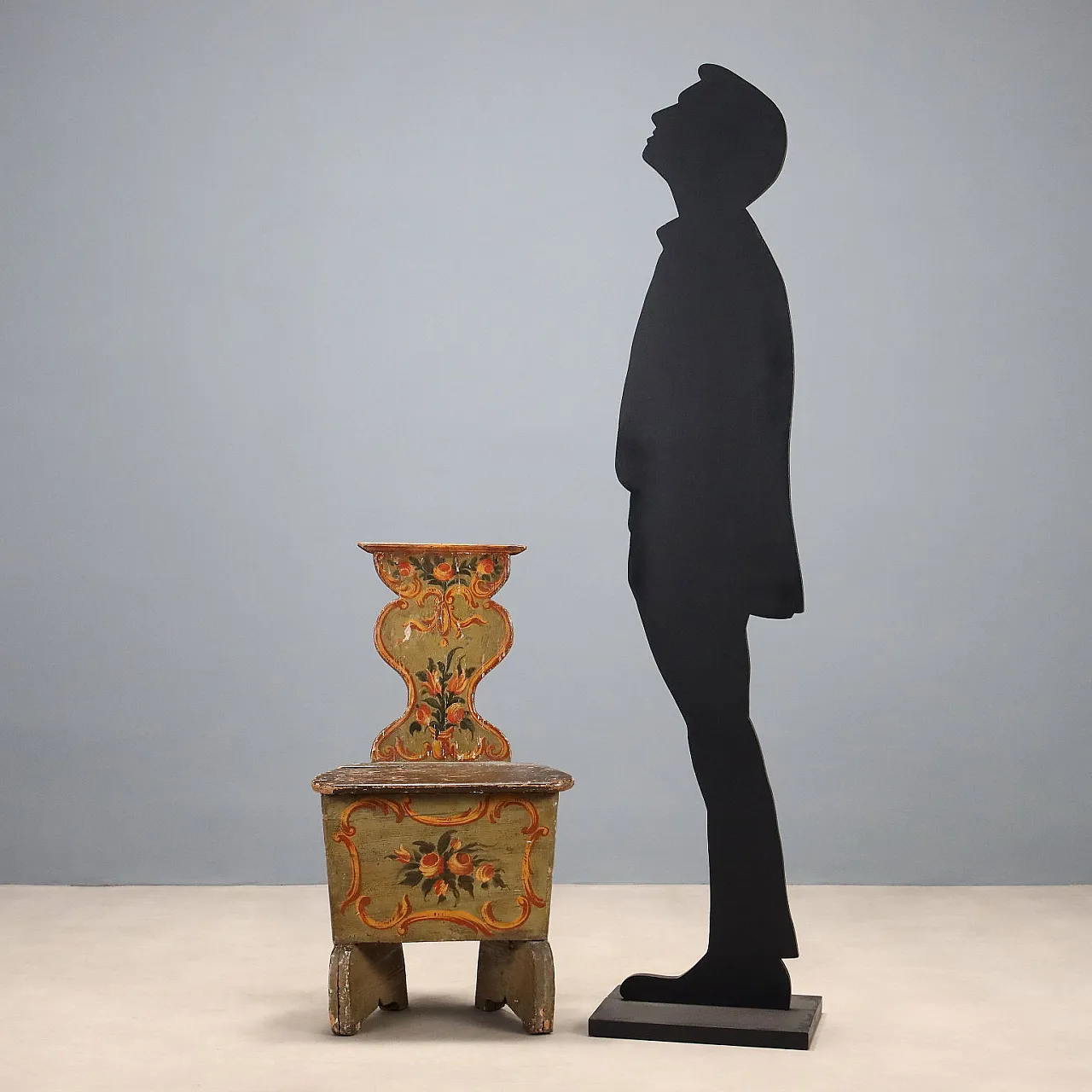 Chair in lacquered and painted fir, 19th century 3