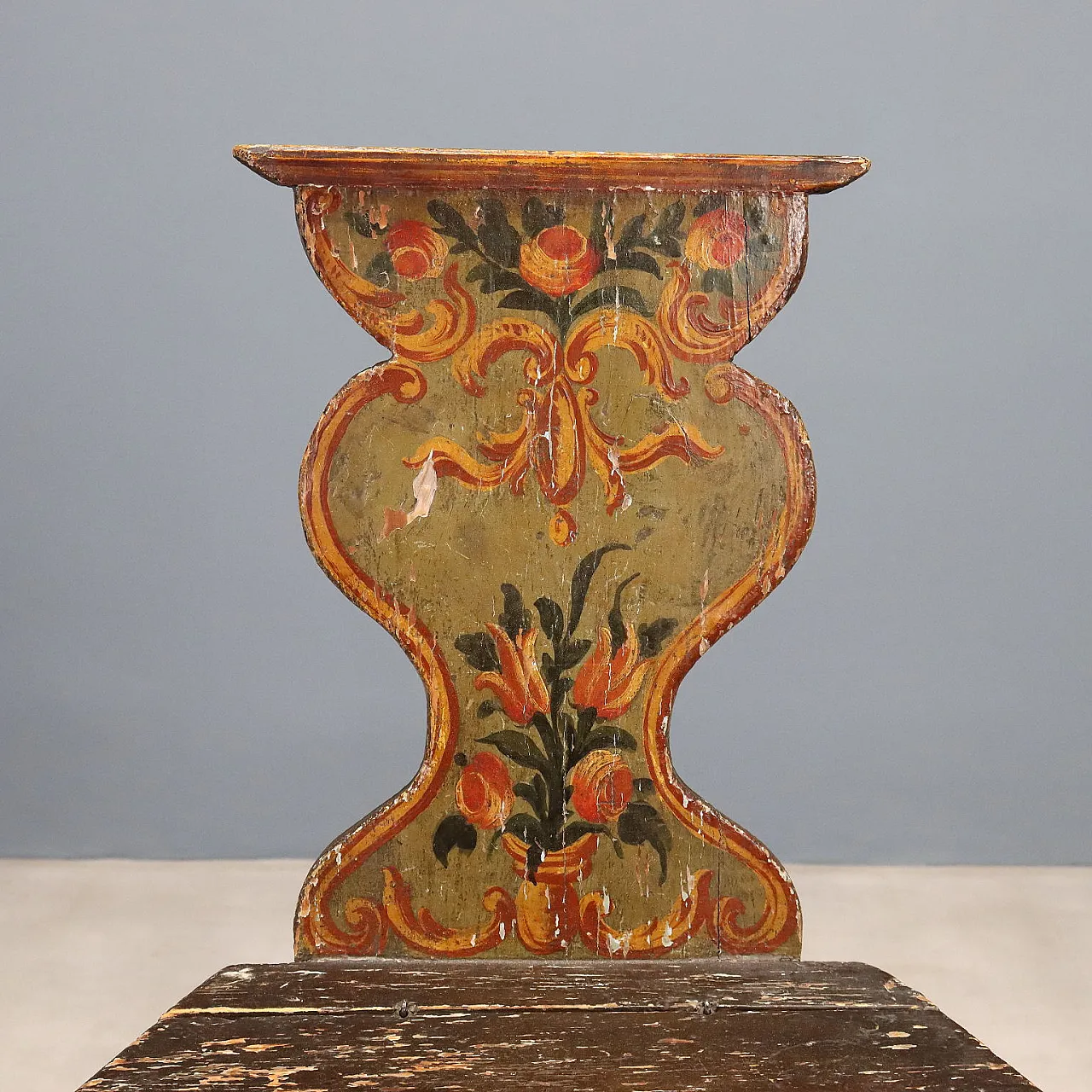 Chair in lacquered and painted fir, 19th century 5