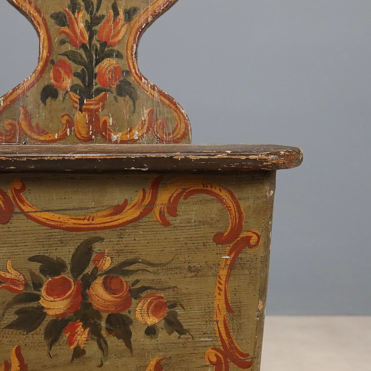Chair in lacquered and painted fir, 19th century 6