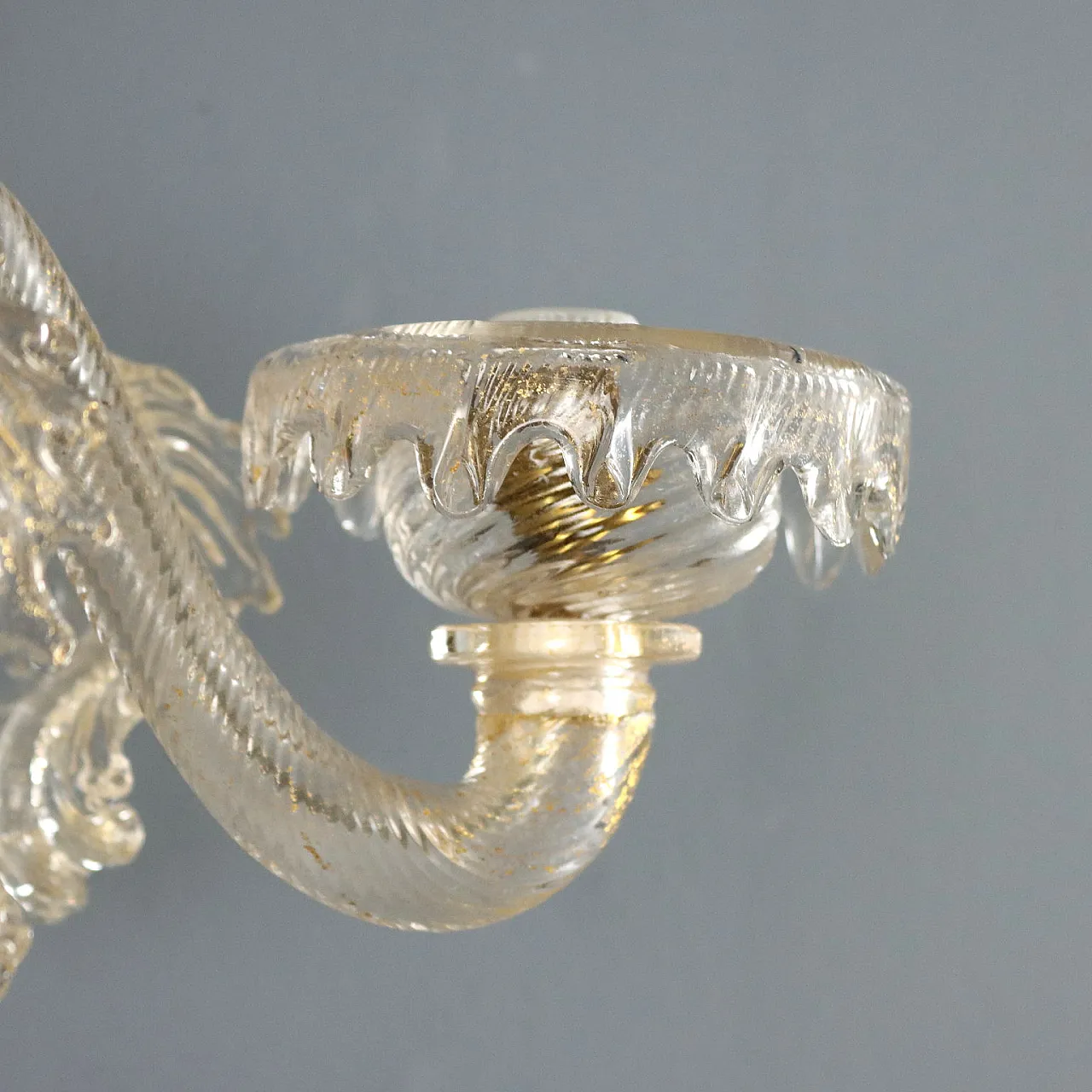 Pair of appliques in blown glass with gold shades, 20th century 5