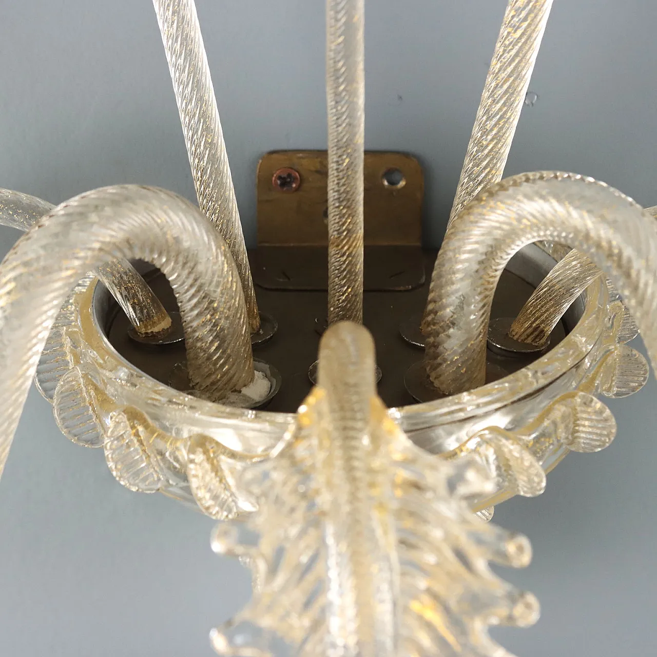 Pair of appliques in blown glass with gold shades, 20th century 9