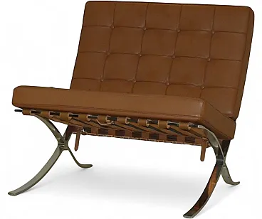 Chair in steel and leather in the style of Knoll, 1980s