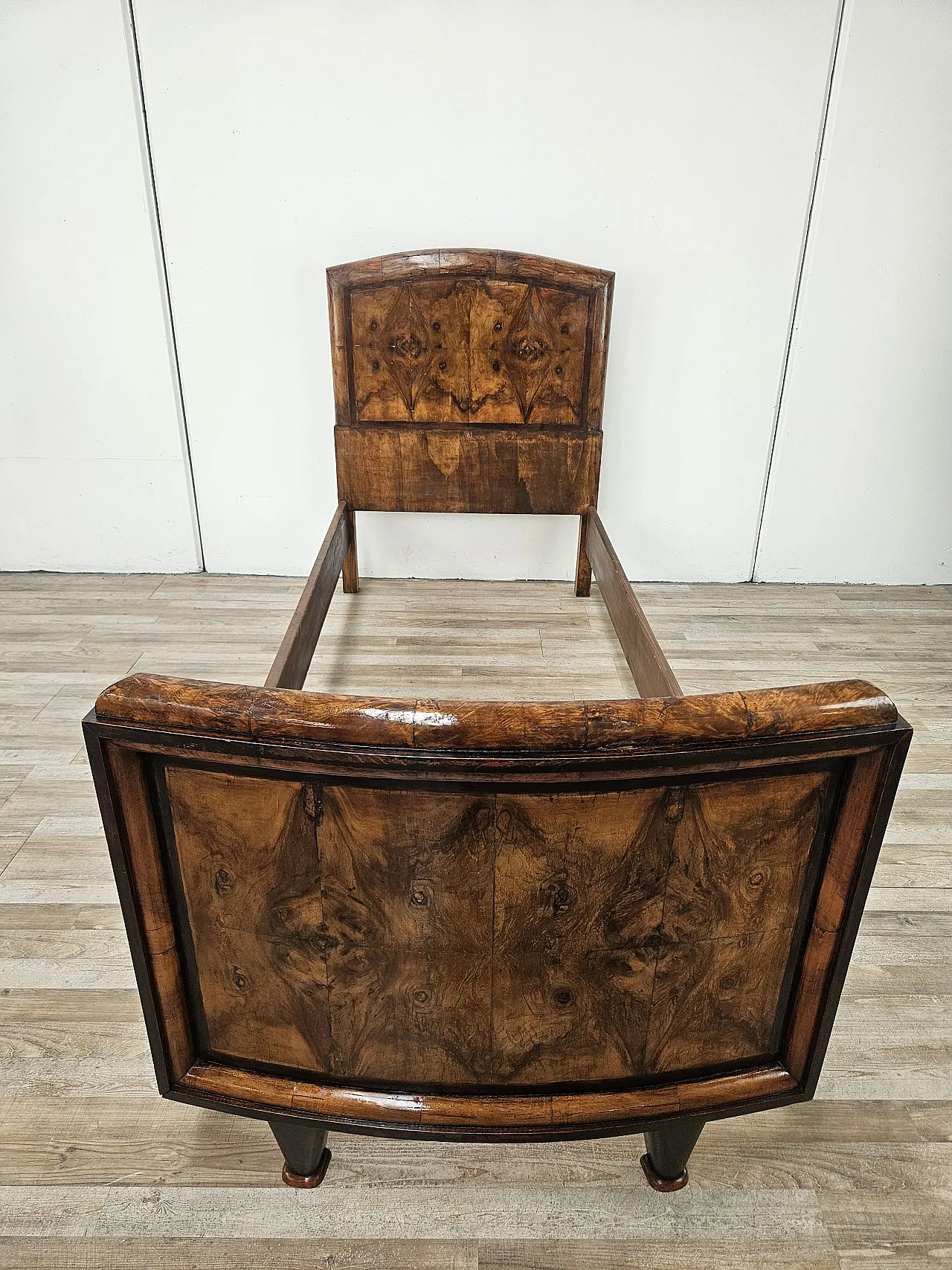 1940s Tuscan Art Deco single bed in briarwood 1