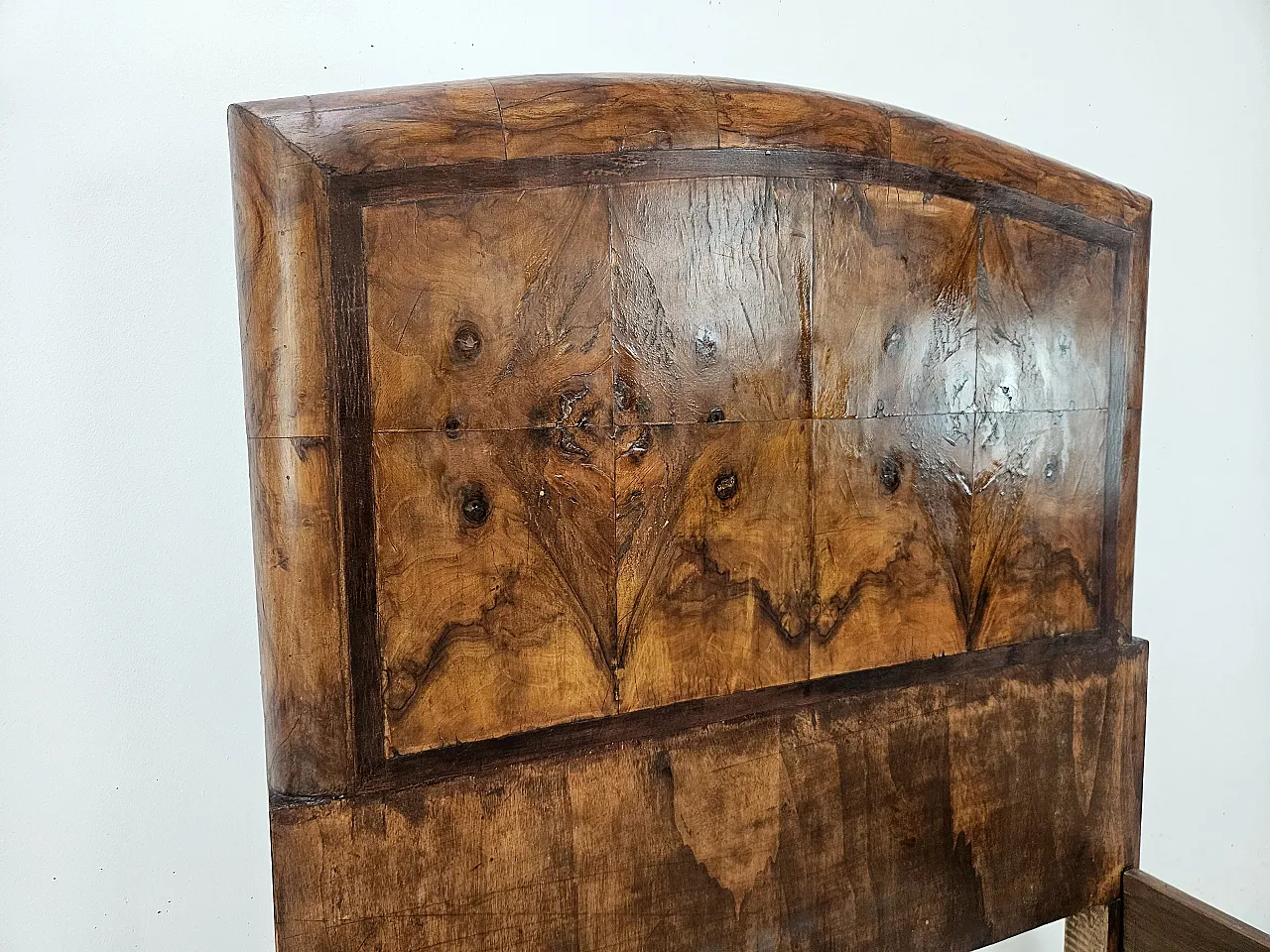 1940s Tuscan Art Deco single bed in briarwood 11