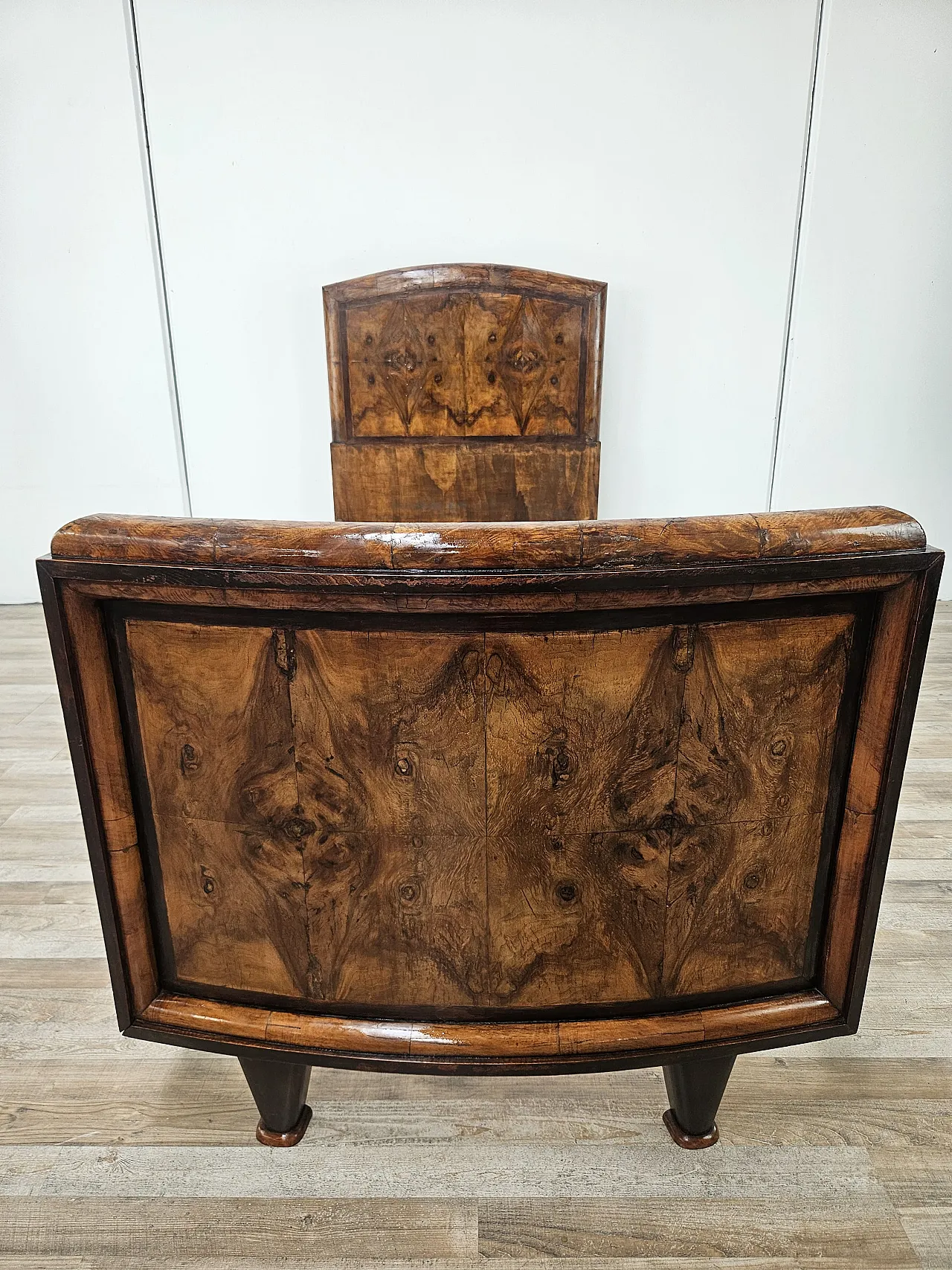 1940s Tuscan Art Deco single bed in briarwood 14