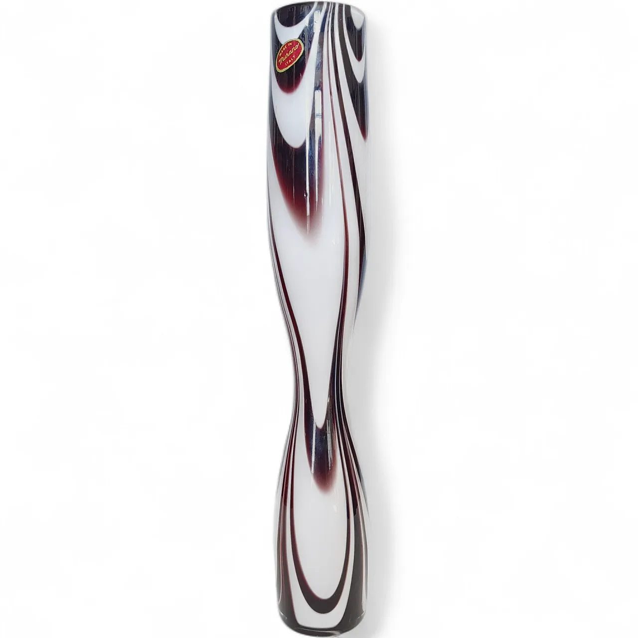 Vaso Wave in vetro di Murano viola e bianco di Carlo Moretti, anni '70 13
