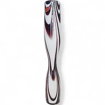 Purple and white Murano glass vase Wave by Carlo Moretti, 1970s