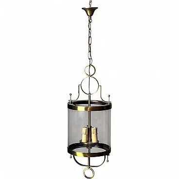 Neoclassical brass and blown glass lantern, 20th century