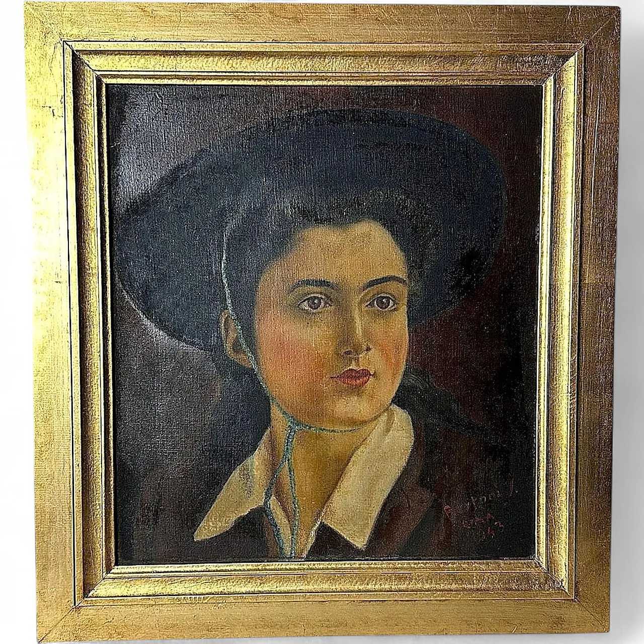 Portrait of a Young Woman, oil on canva with giltwood frame, 1940s 20