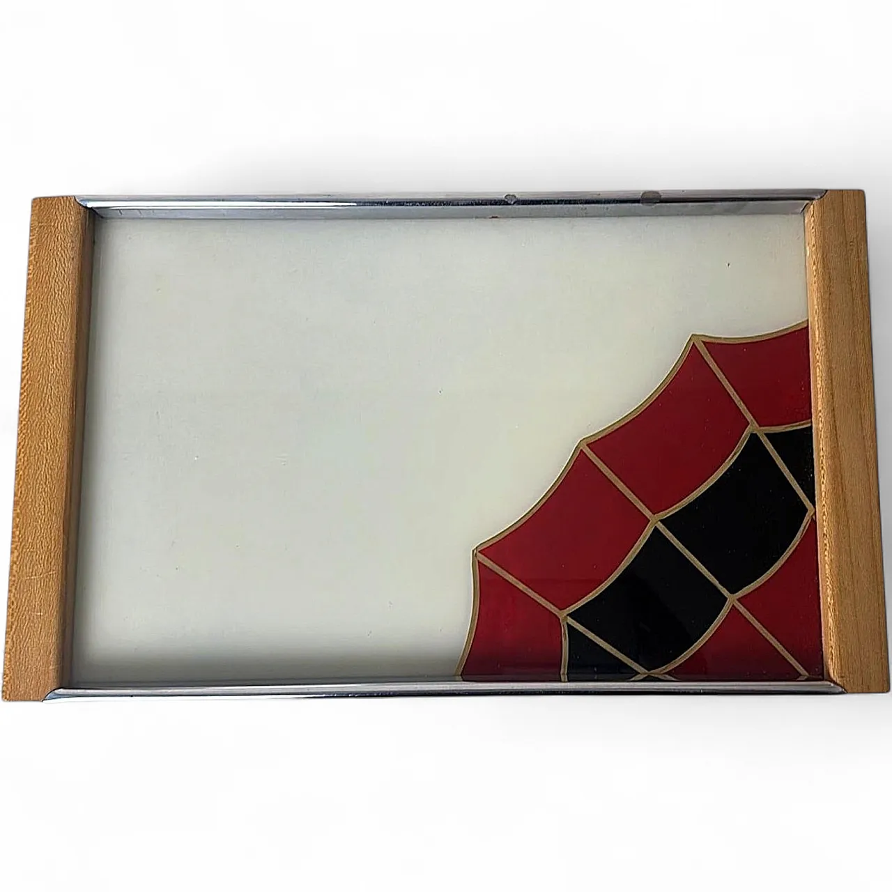 Art Deco opaline glass tray with reverse-painted decoration, 1950s 19
