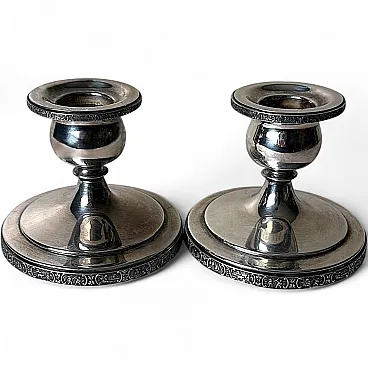 Pair of silver plate Dutchardt candlesticks by Bernard Rice, 1950s