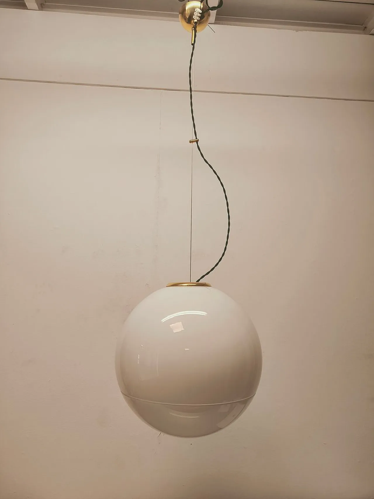 Lampada a sospensione Leucos in ottone di Roberto Pamio, anni '80 3