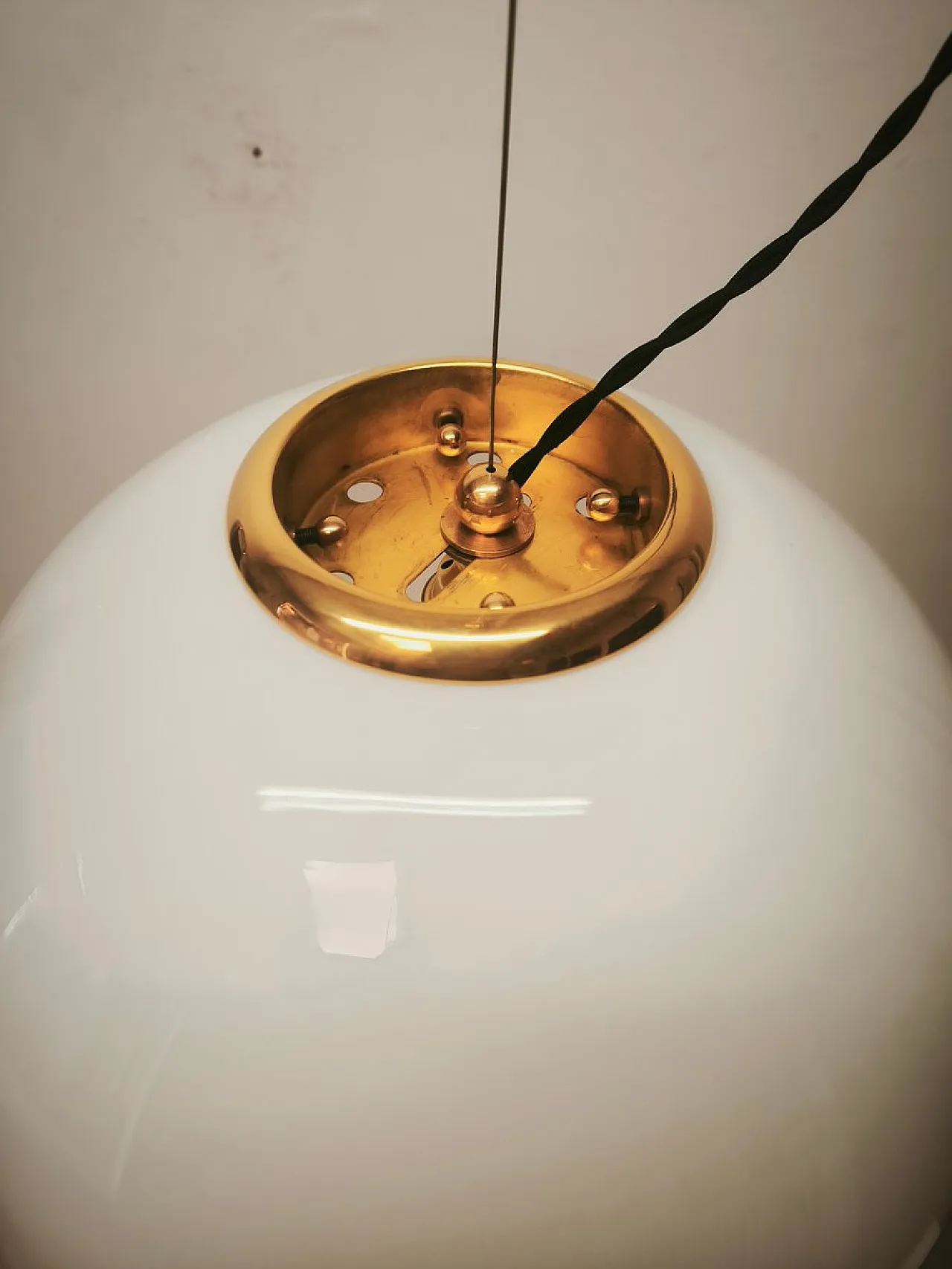 Lampada a sospensione Leucos in ottone di Roberto Pamio, anni '80 4