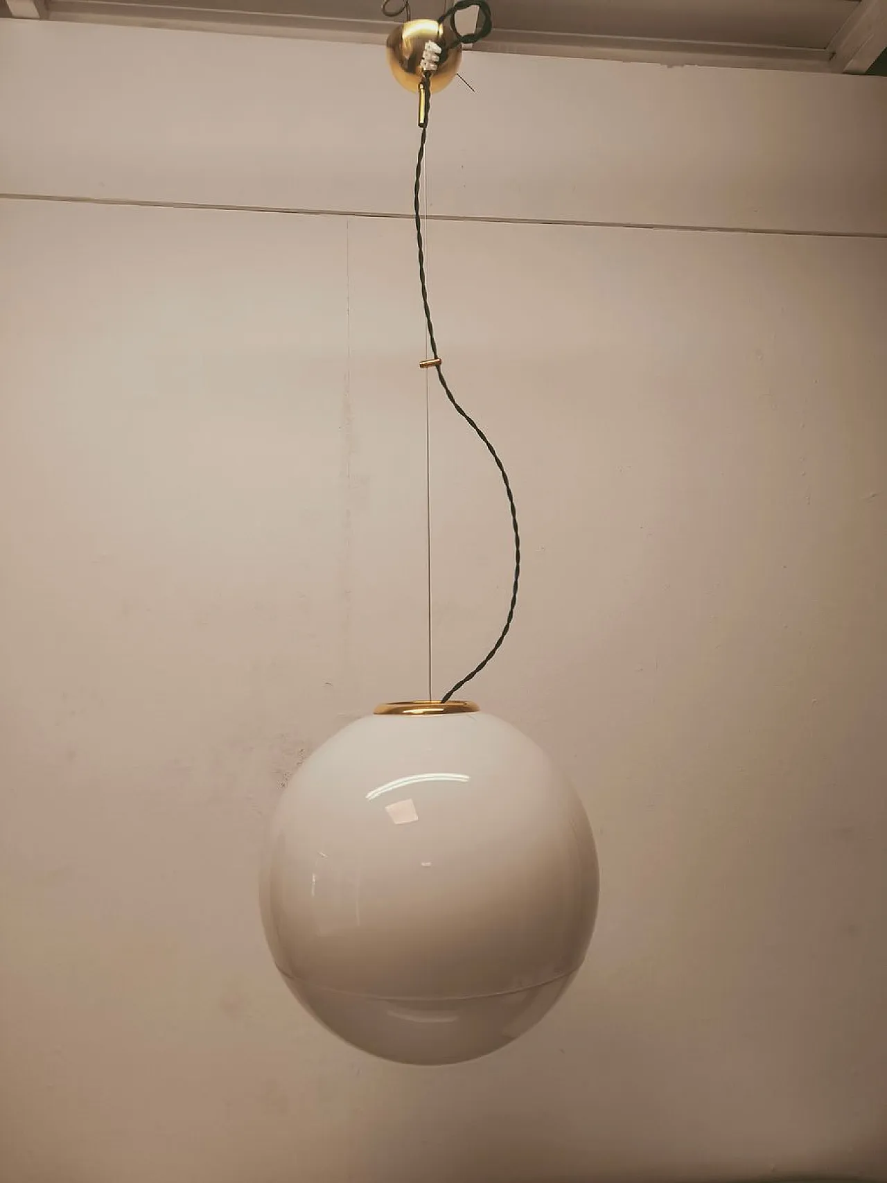 Lampada a sospensione Leucos in ottone di Roberto Pamio, anni '80 6