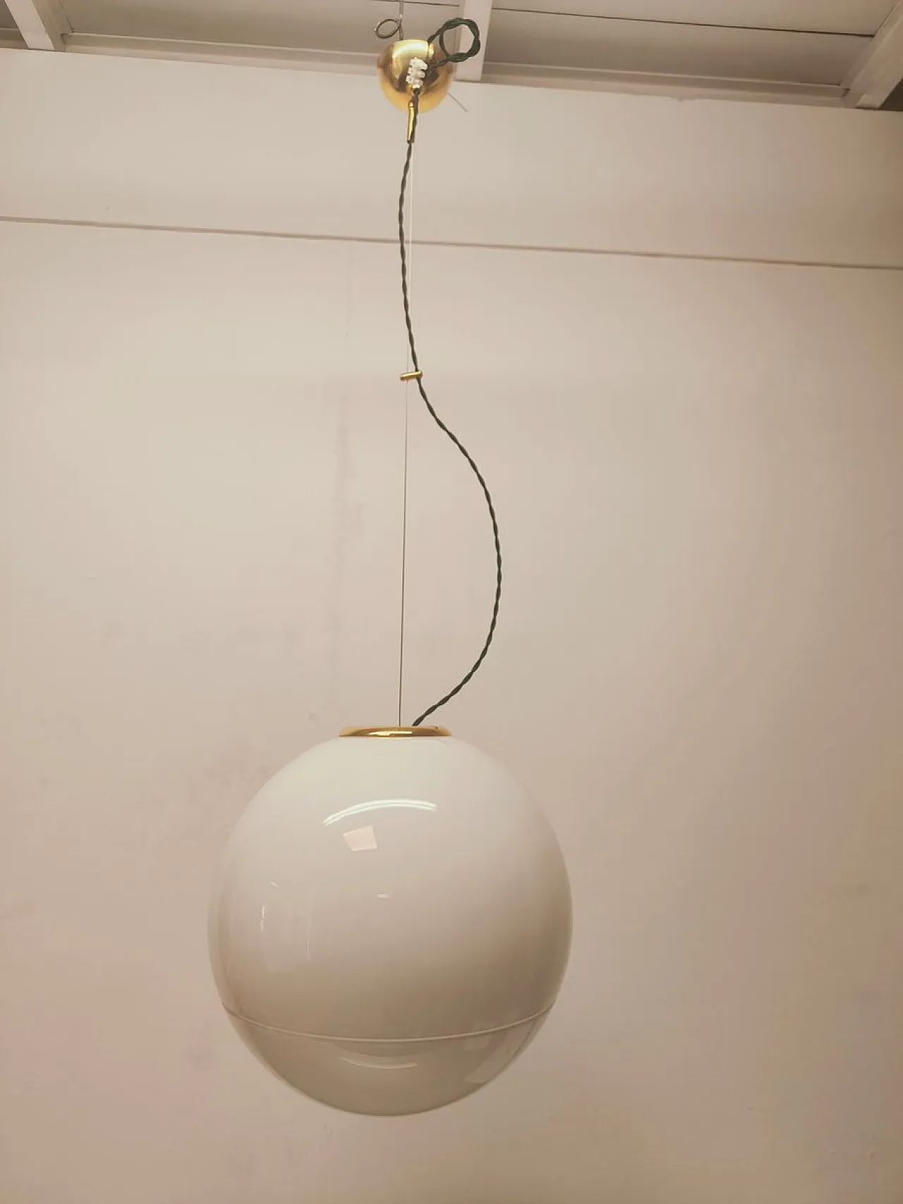 Lampada a sospensione Leucos in ottone di Roberto Pamio, anni '80 7