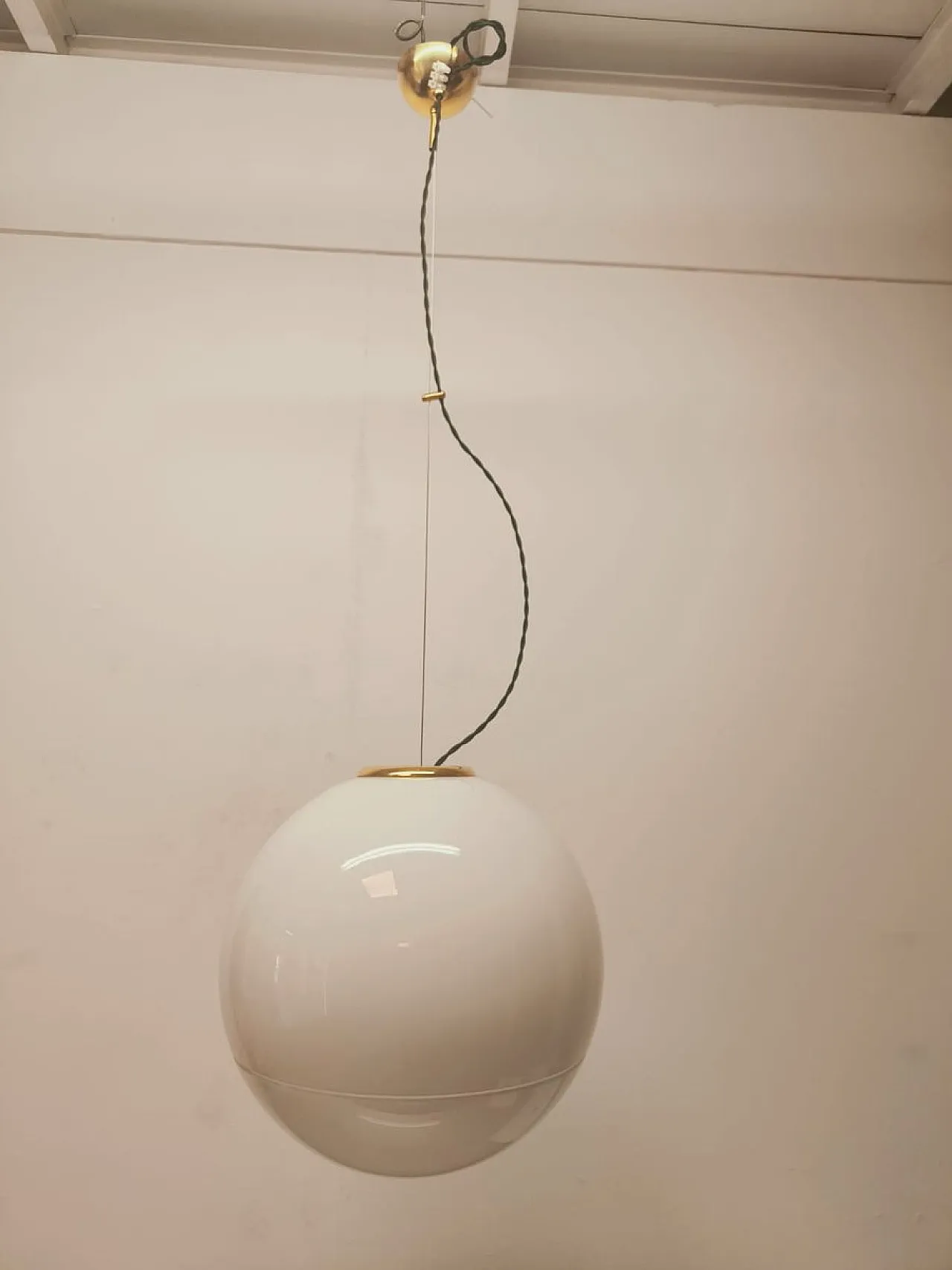 Lampada a sospensione Leucos in ottone di Roberto Pamio, anni '80 9