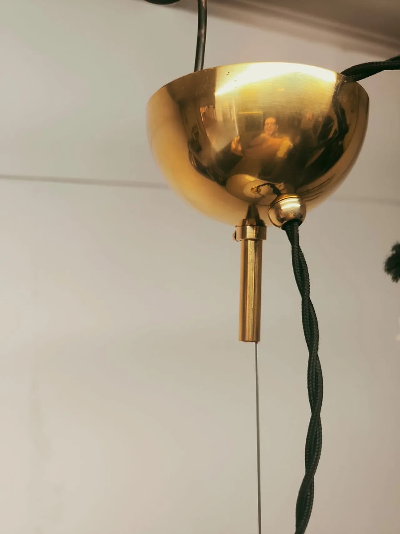 Lampada a sospensione Leucos in ottone di Roberto Pamio, anni '80 11