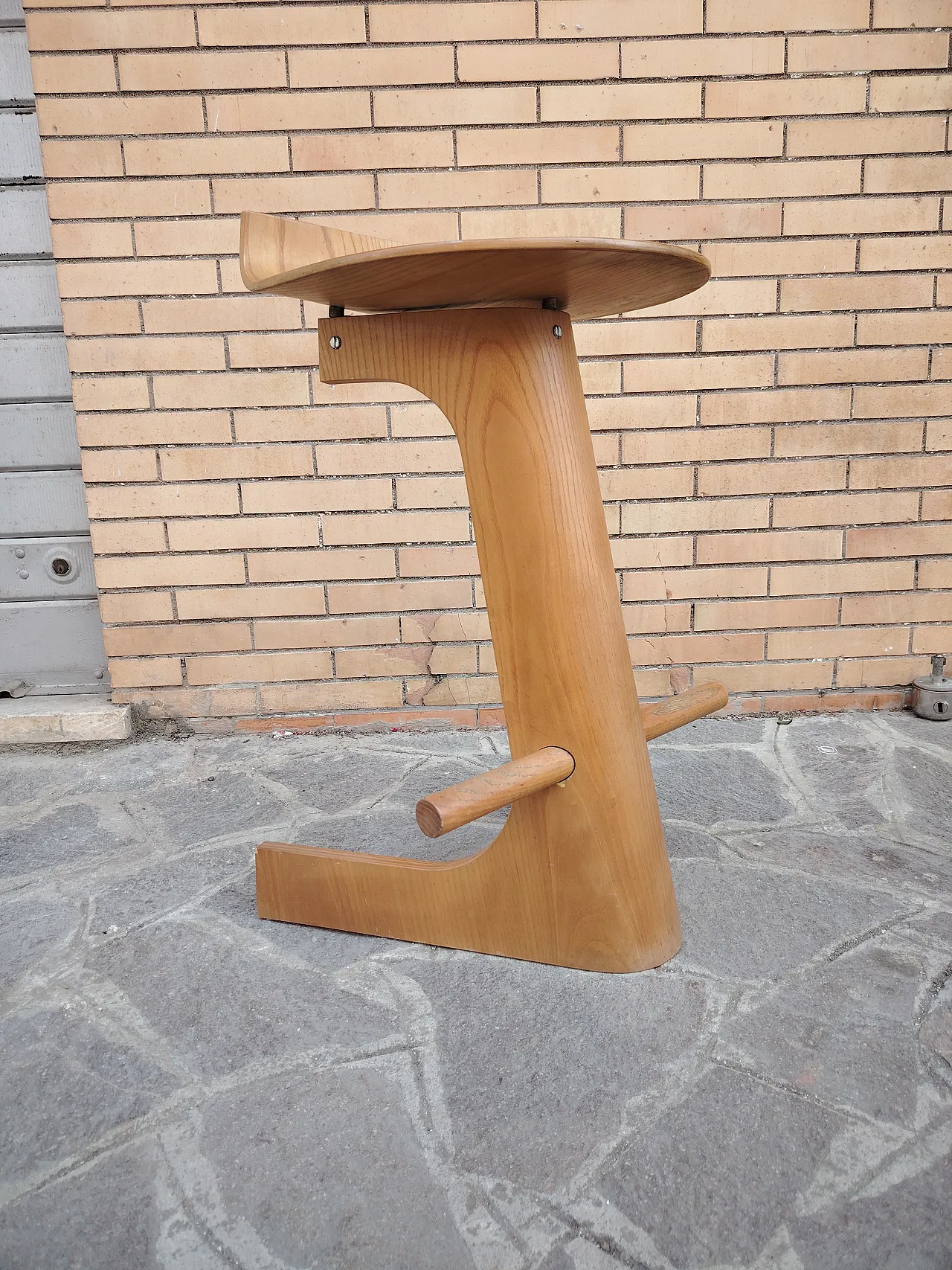 Giovanni Offredi rare wooden stool for MC Selvini 5
