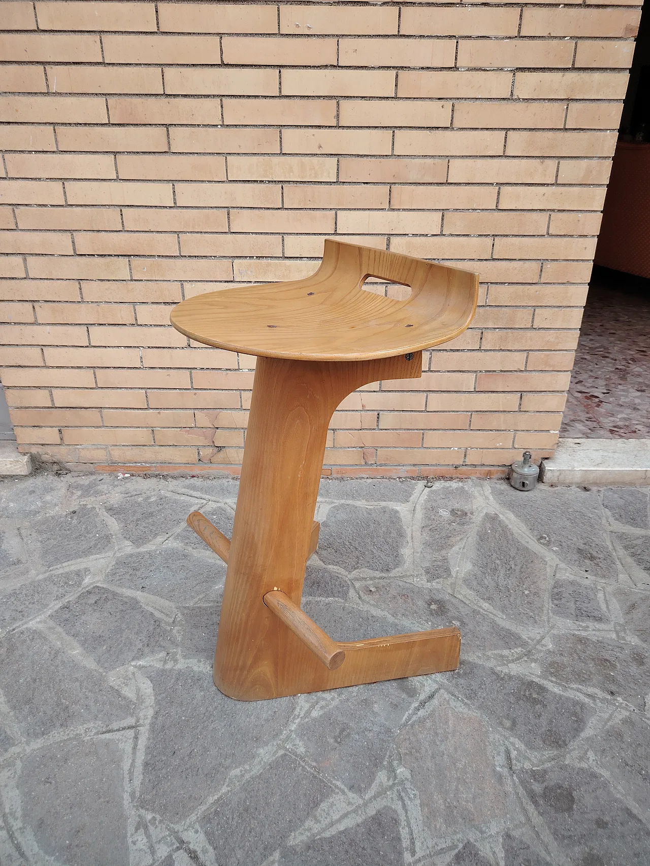 Giovanni Offredi rare wooden stool for MC Selvini 15