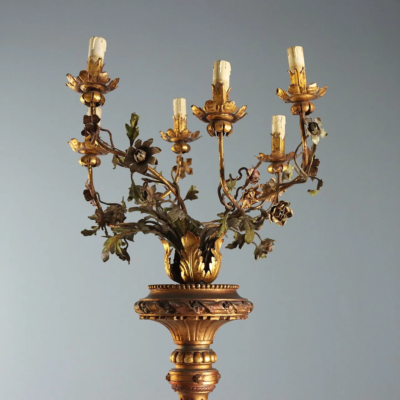 Carved and gilded wooden torch holders, 19th century 4