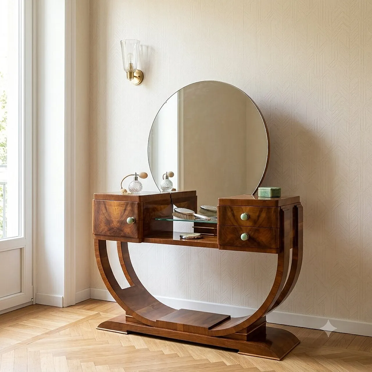 Art Deco toilet veneered in walnut pedule, 20th century 2
