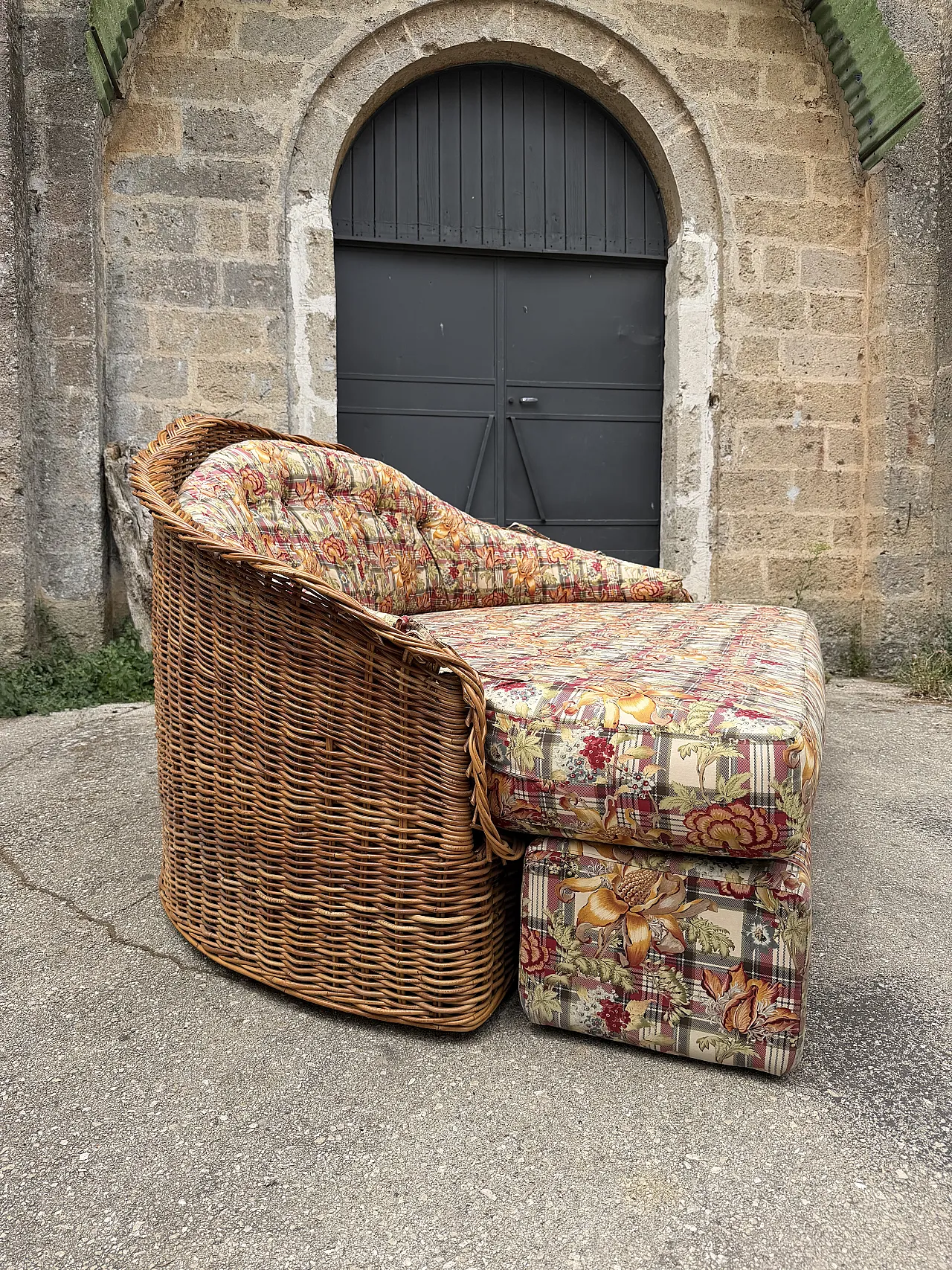 Divano letto in bamboo, anni '70 2