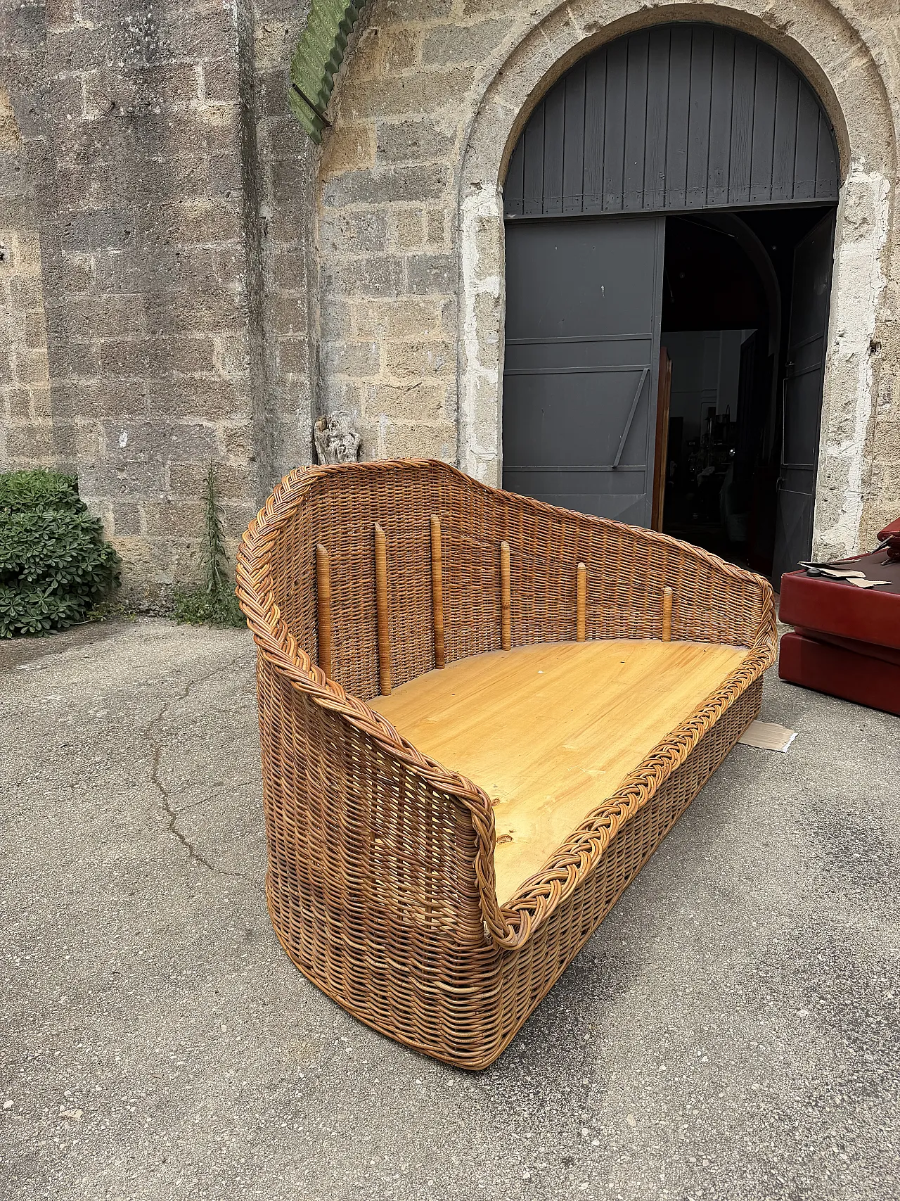 Divano letto in bamboo, anni '70 5