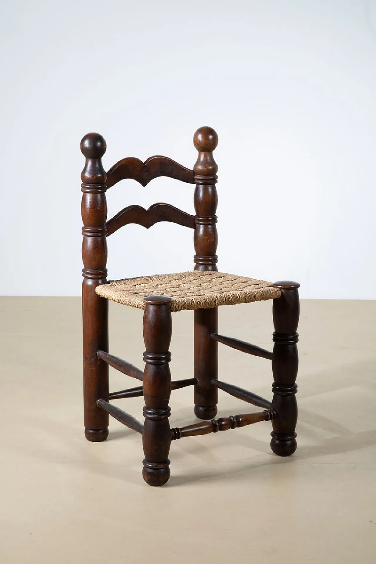 4 Sedie da pranzo in paglia intrecciata stile Charles Dudouyt, anni 40 5