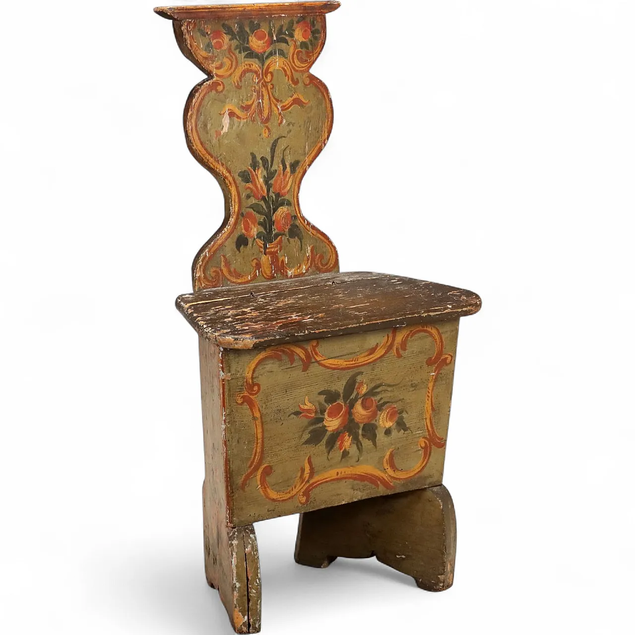 Chair in lacquered and painted fir, 19th century 10