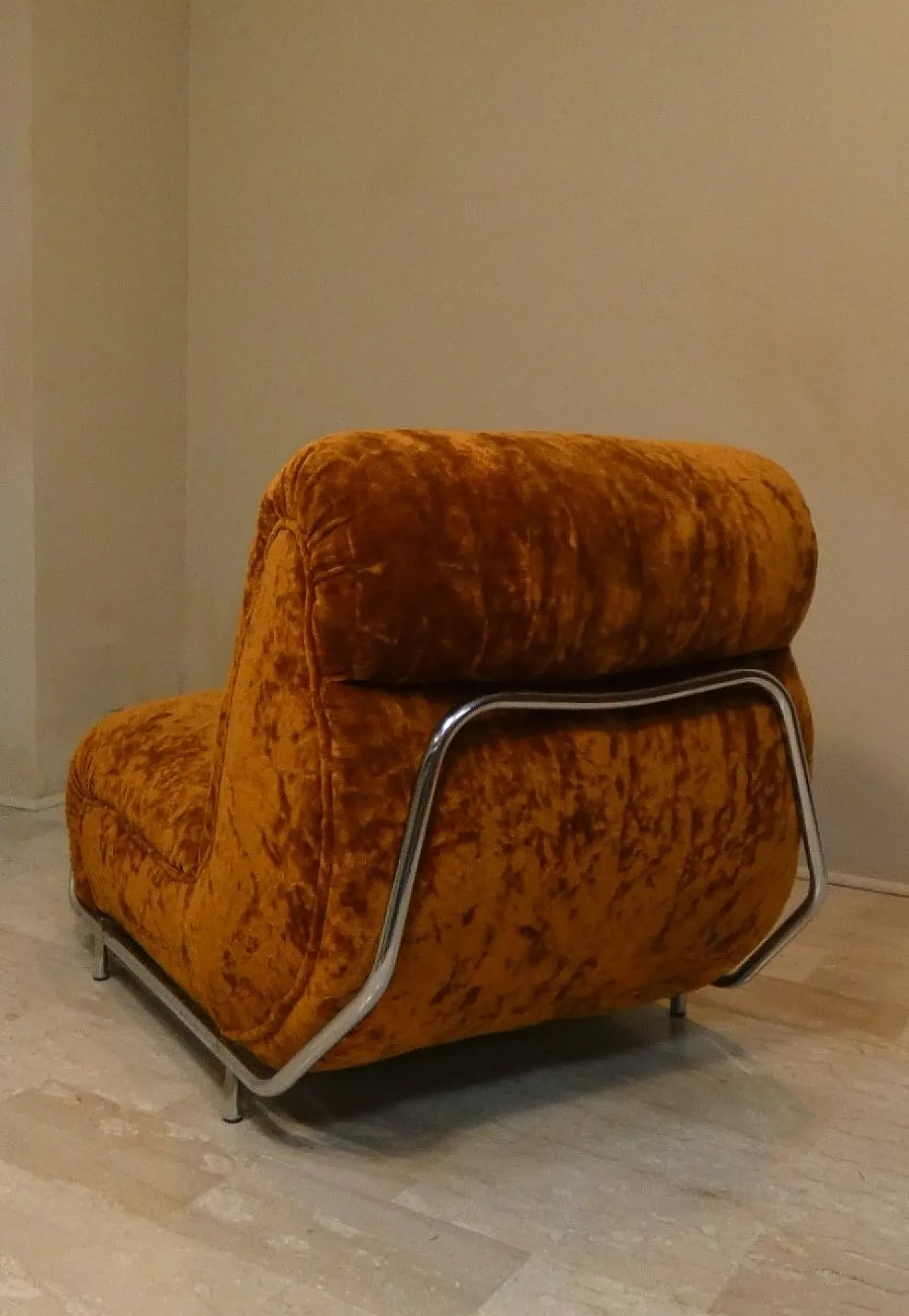 Divano modulare in acciaio e velluto di Adriano Piazzesi, anni '70 4