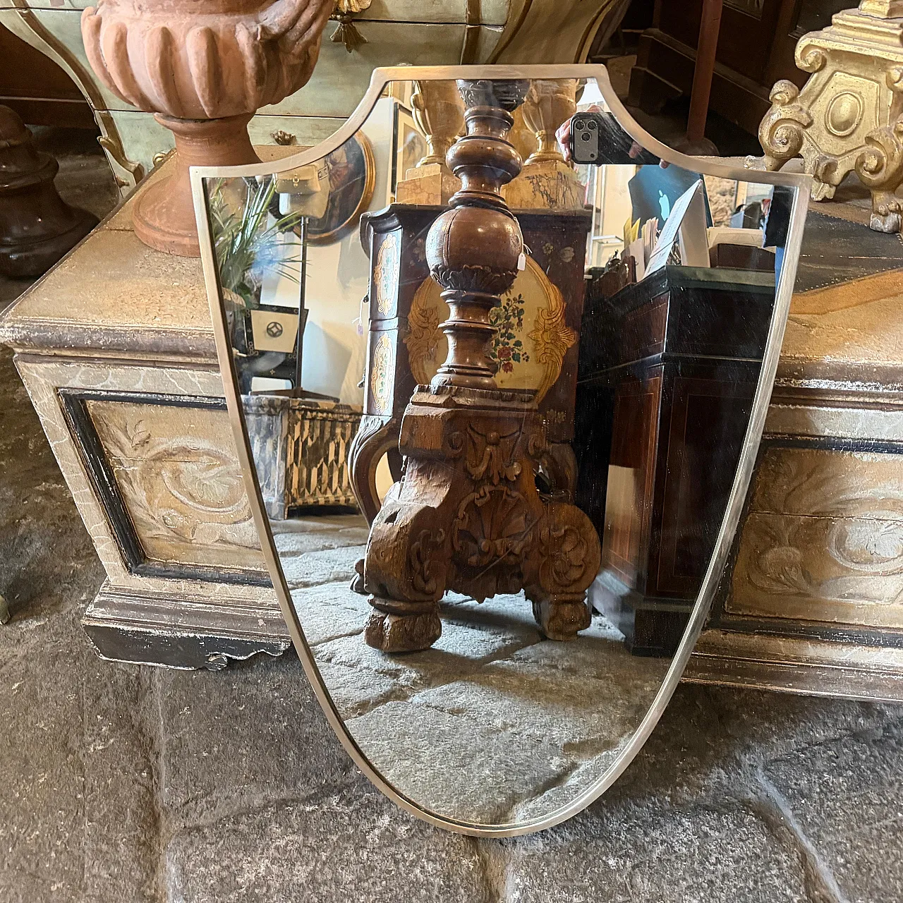 Specchio da parete in ottone Mid-Century Modern di Gio Ponti, anni '50 5
