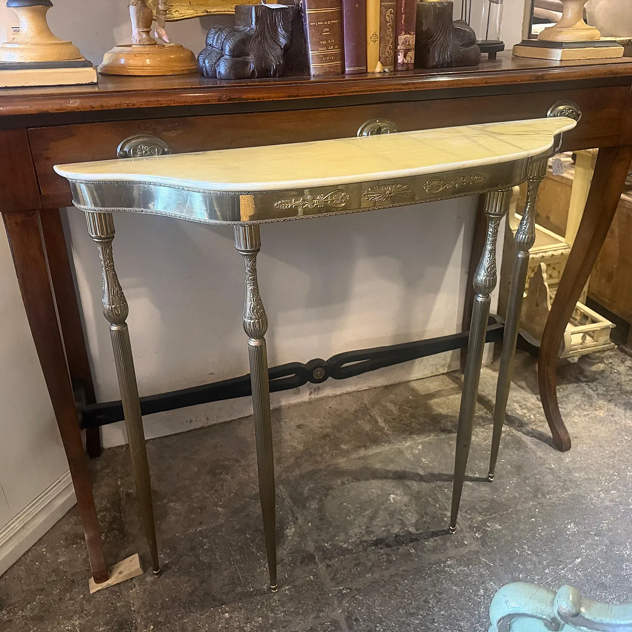 Mid-Century Modern brass and marble console table, 1950s 5