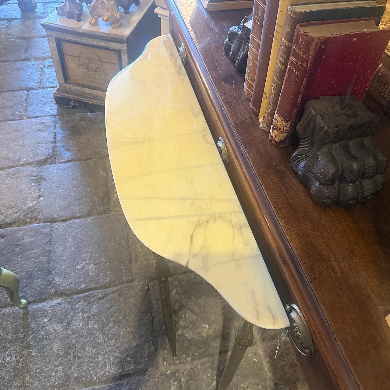 Mid-Century Modern brass and marble console table, 1950s 7