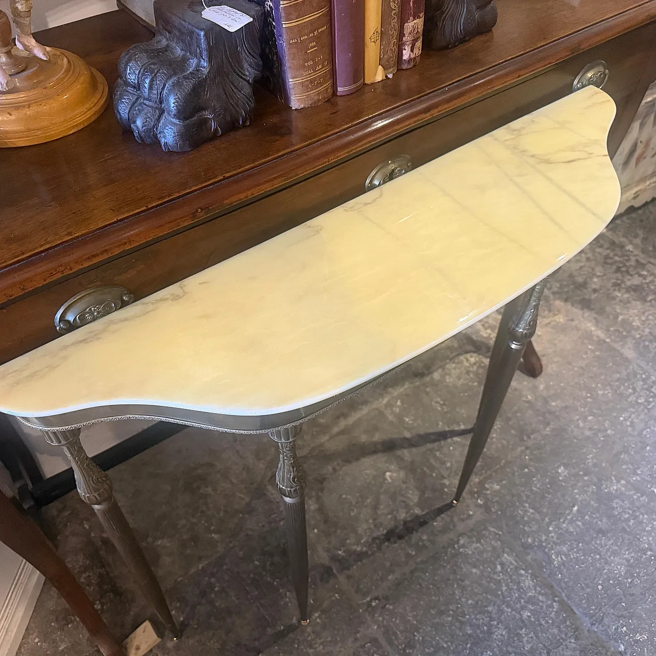 Mid-Century Modern brass and marble console table, 1950s 9