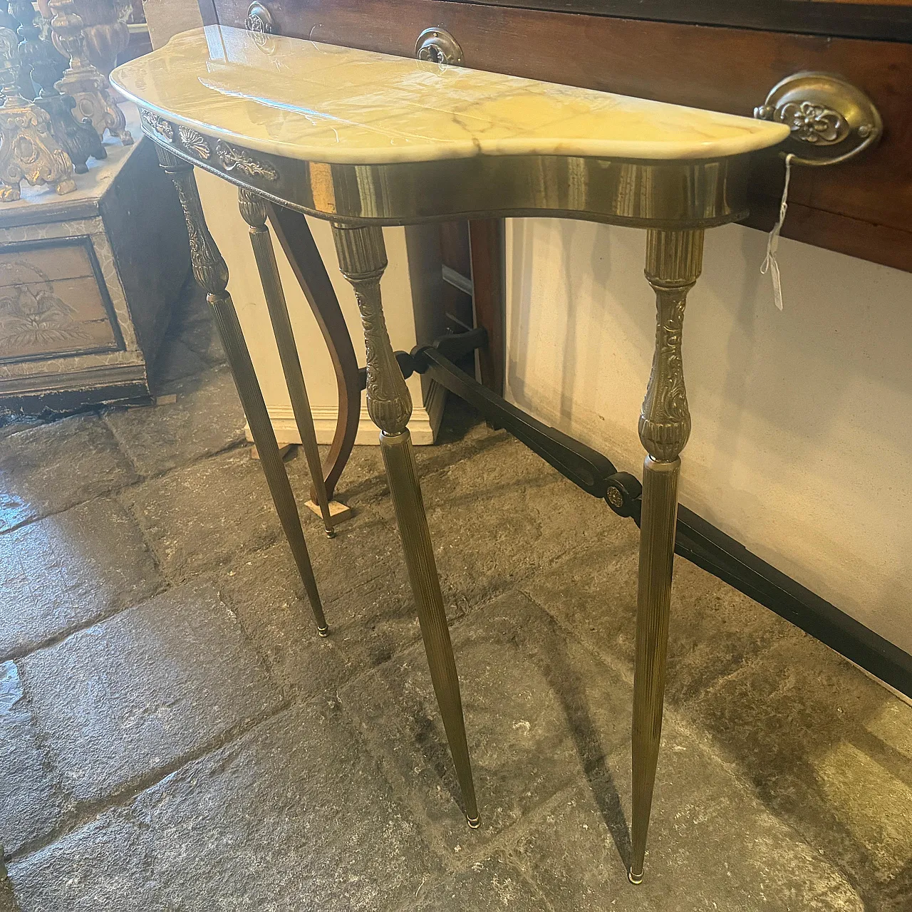 Mid-Century Modern brass and marble console table, 1950s 11