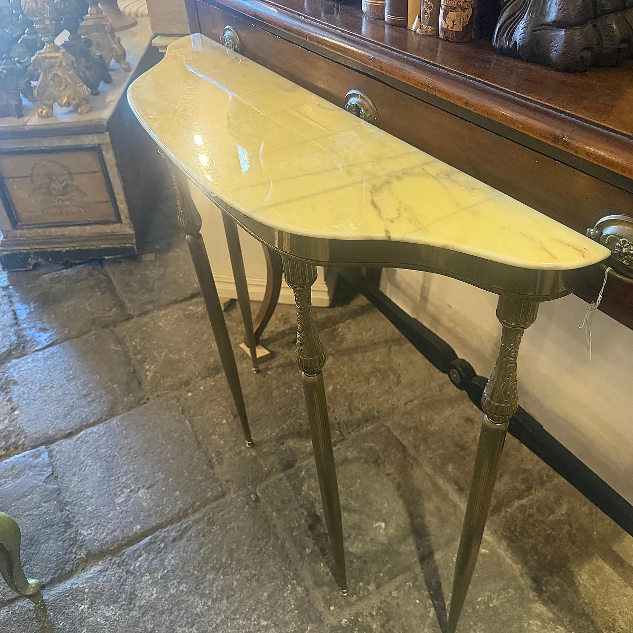 Mid-Century Modern brass and marble console table, 1950s 12