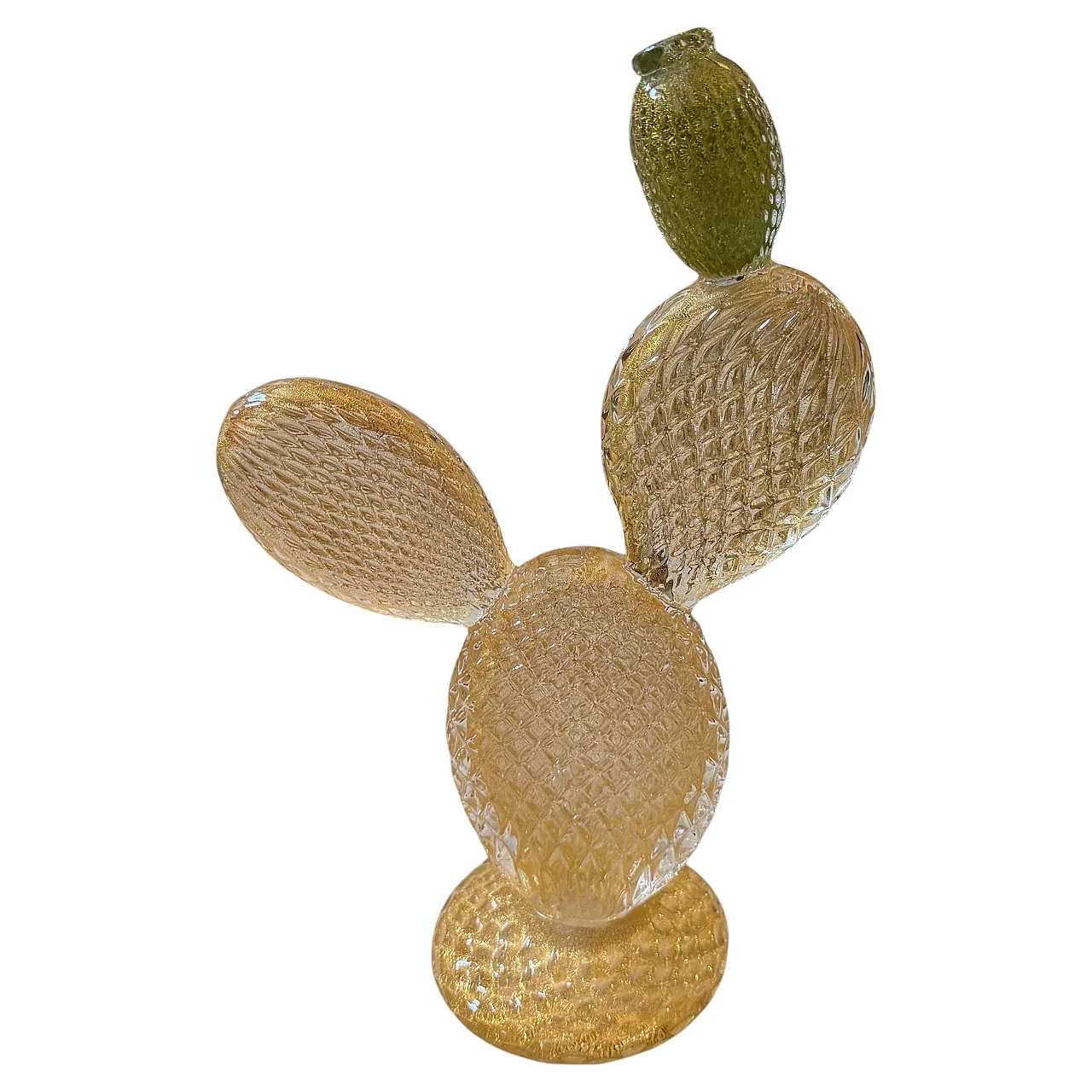 Cactus fiorito in vetro di Murano verde e oro di Dior Home, anni '90 1