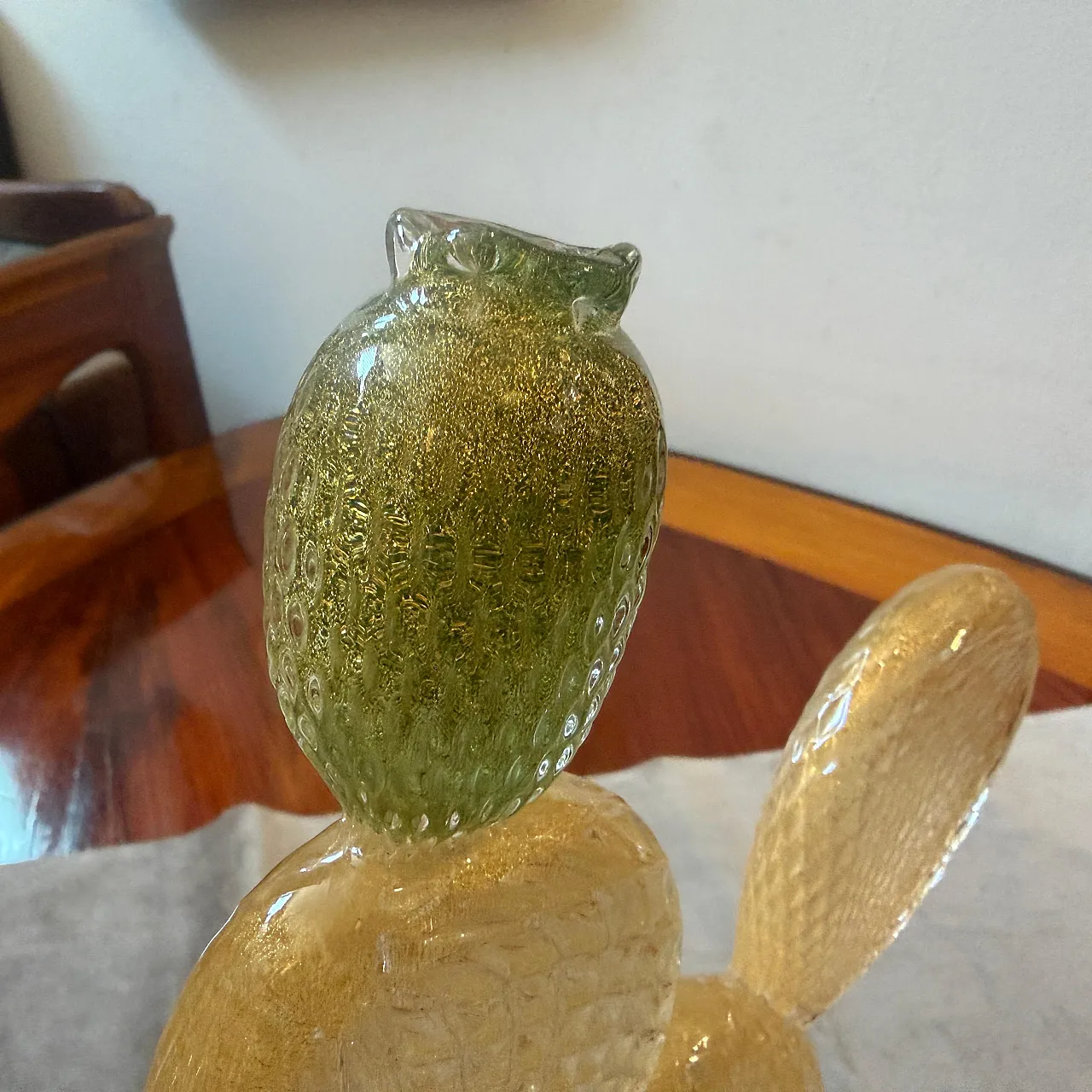 Cactus fiorito in vetro di Murano verde e oro di Dior Home, anni '90 7