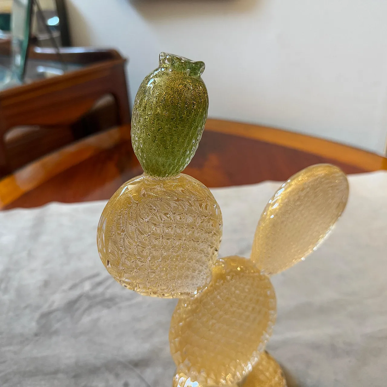 Cactus fiorito in vetro di Murano verde e oro di Dior Home, anni '90 8