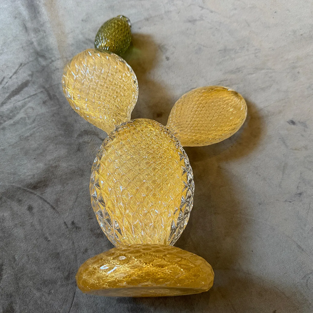 Cactus fiorito in vetro di Murano verde e oro di Dior Home, anni '90 11