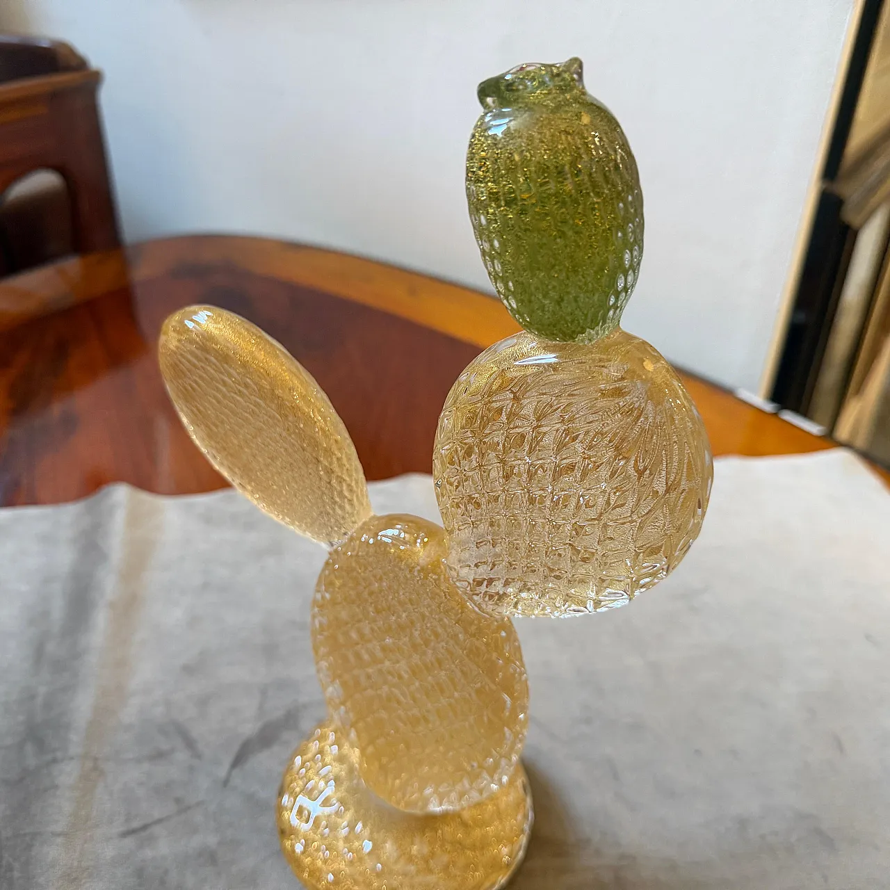 Cactus fiorito in vetro di Murano verde e oro di Dior Home, anni '90 12