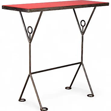 Console table with red lacquered wood top, 1990s