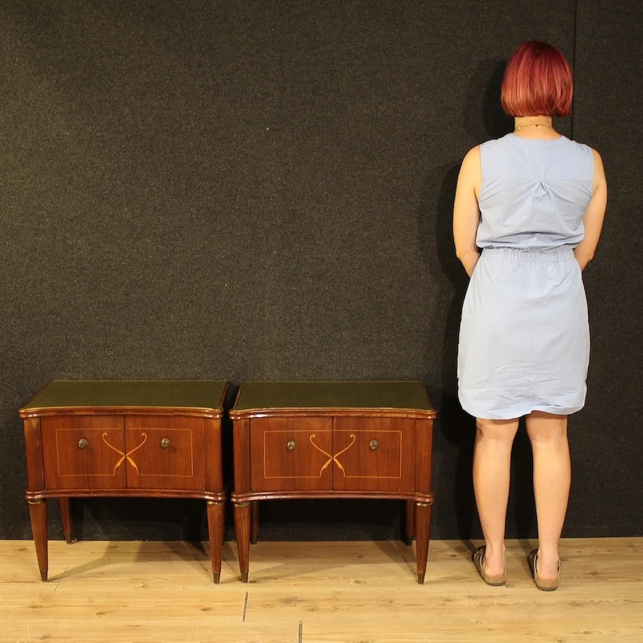 Pair of Paolo Buffa style bedside tables, 20th century 2