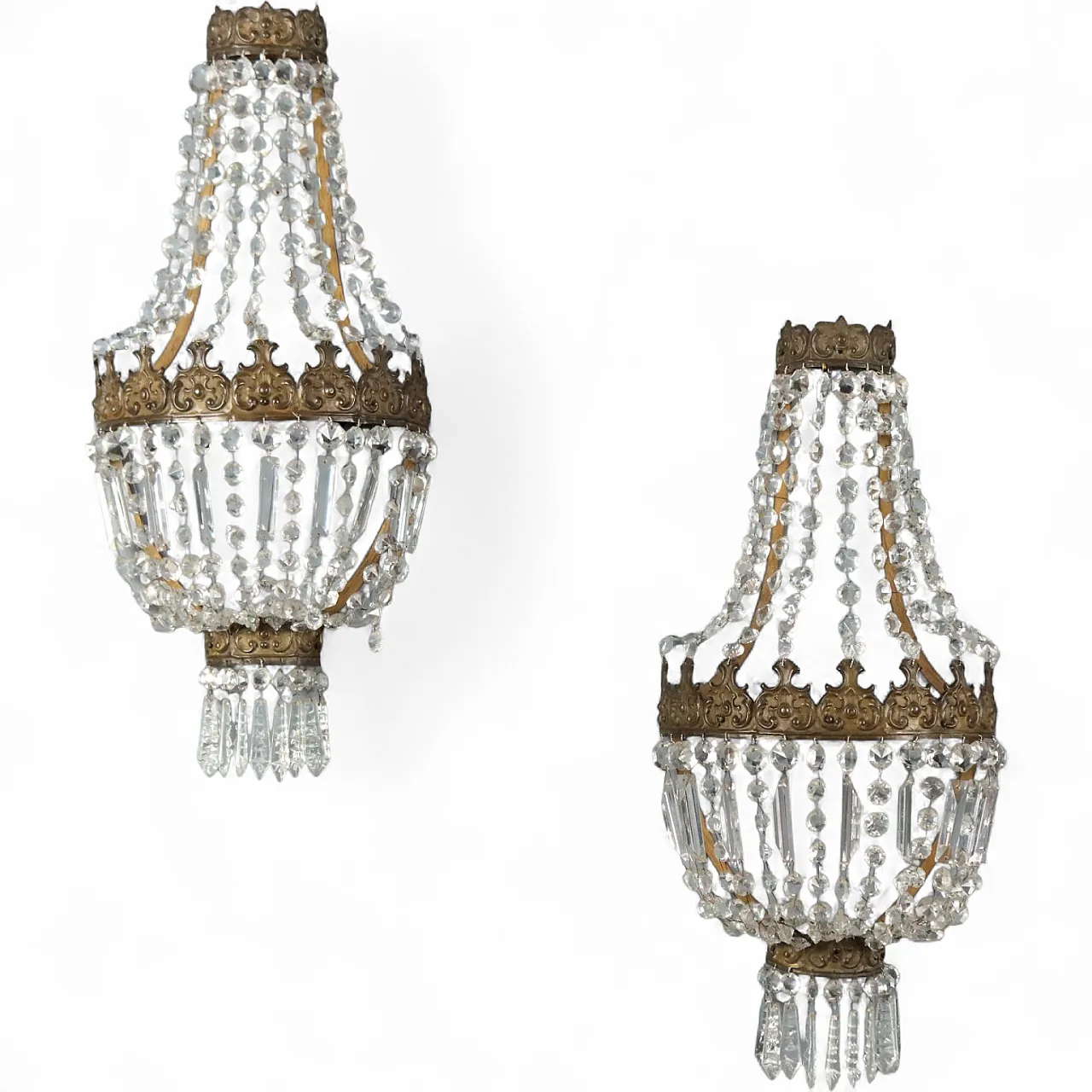 Pair of hot air balloon appliques in metal and glass, 19th century 7