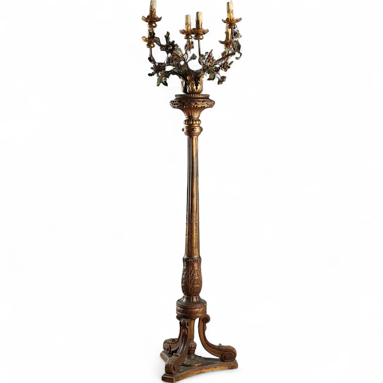 Carved and gilded wooden torch holders, 19th century 11