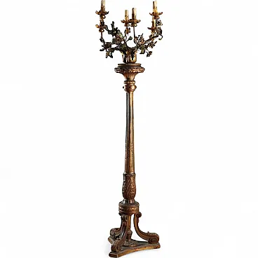 Torciere in legno intagliato e dorato, '800