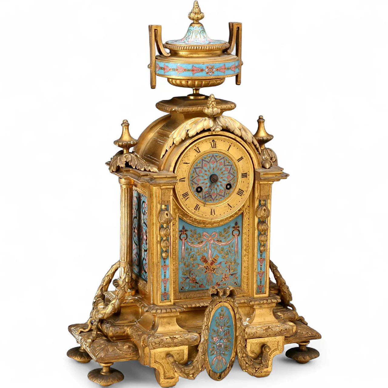 Countertop clock in gilt bronze and Cloisonné enamel, 20th century 11